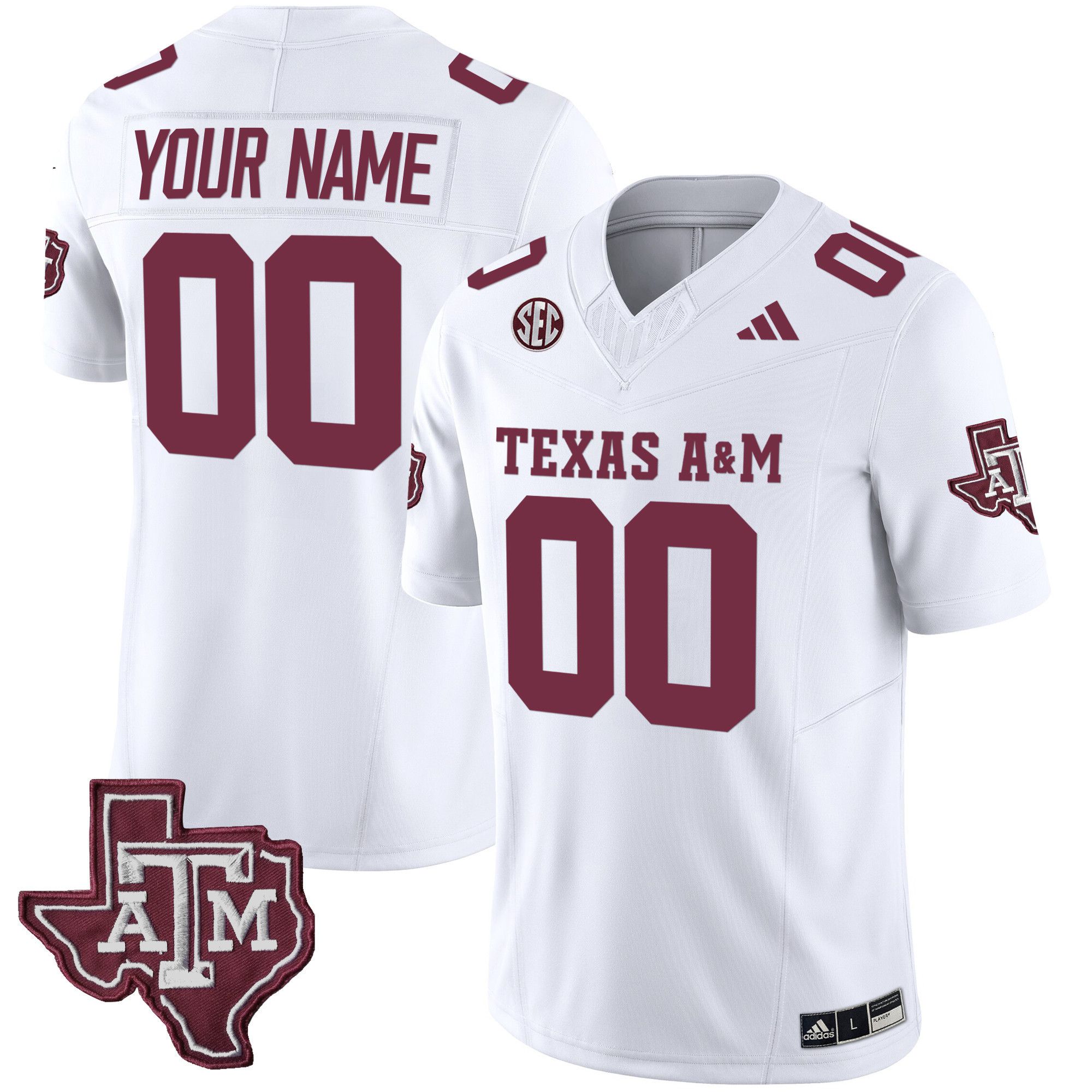 Men Texas A&M Aggies White 2024 Vapor Limited Custom NCAA Jersey